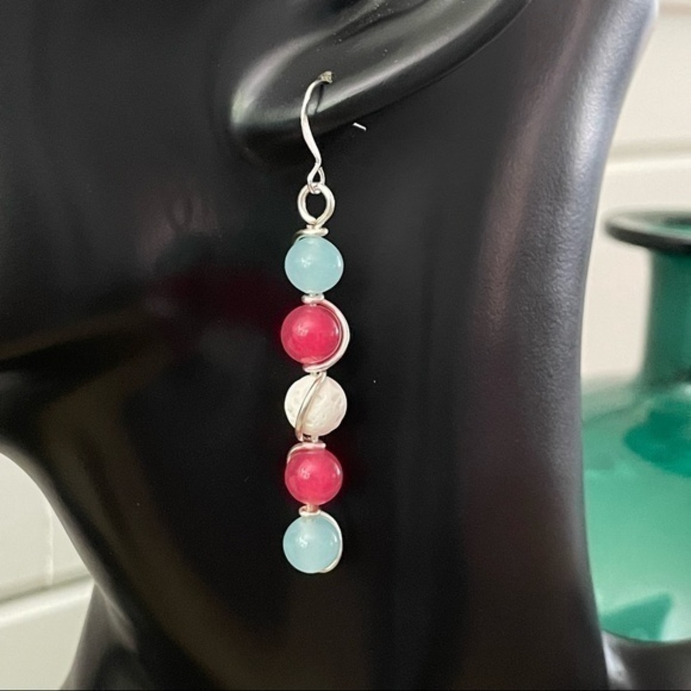 2/$29 Handmade Trans Flag Wire Wrapped Earrings Pride LGBTQ+ Pastel